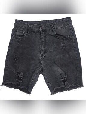 SHEIN Black Ripped Men's Denim Shorts. Size S